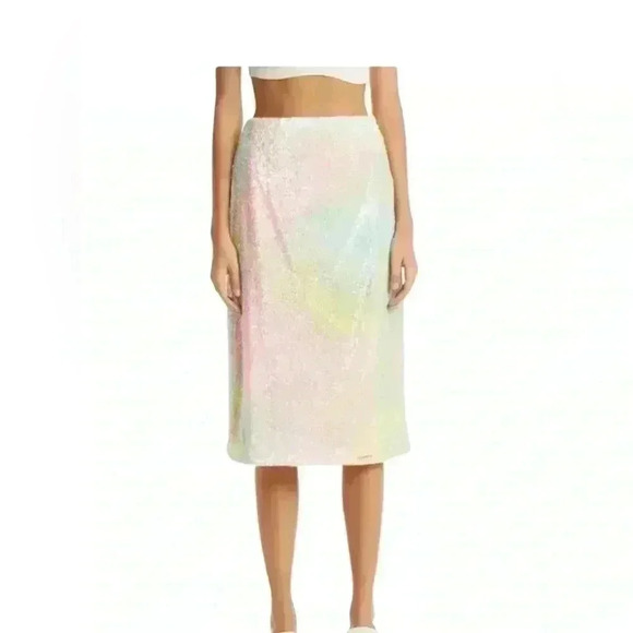 New Stine Goya Arwen Multicolor Pastel Ombre Sequin Midi Skirt Size Medium - Picture 2 of 9